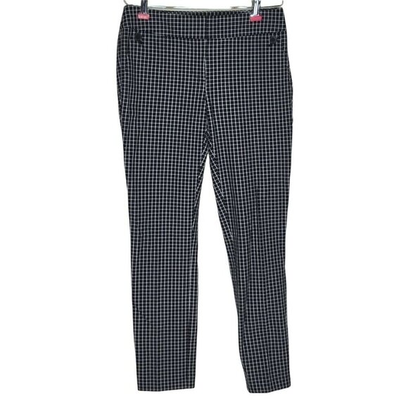 Loft Julie Ankle Pants Size 0 28X28 Trousers Windowpane Plaid Pockets Zip - Picture 1 of 8